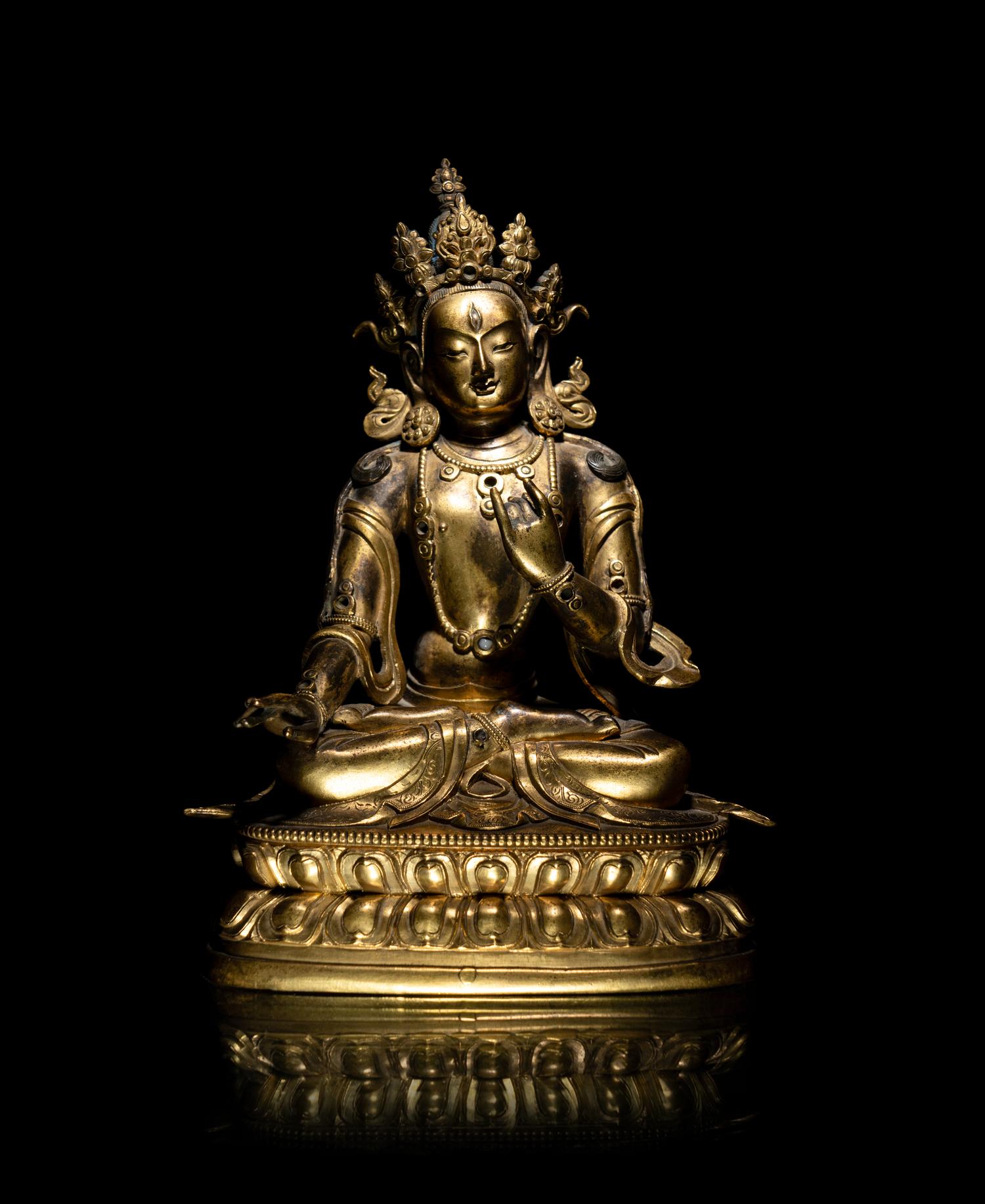 A Sino-Tibetan Gilt Bronze Figure of Avalokiteshvara
