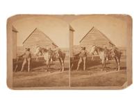 [WESTERN AMERICANA]. Stereoview of a double-armed frontiersman with horse in the Dakota Territory.