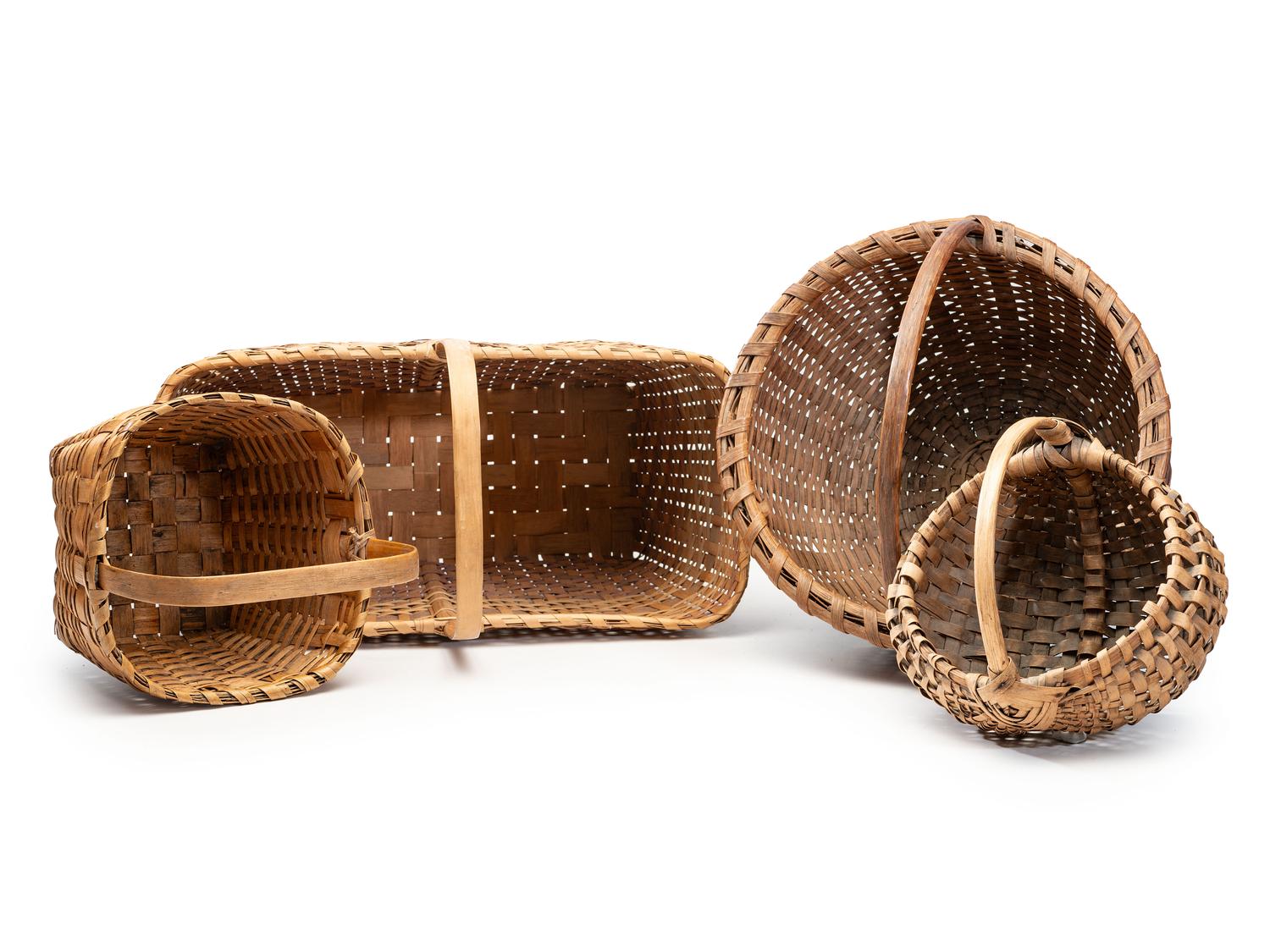 Four Woven Splint Baskets