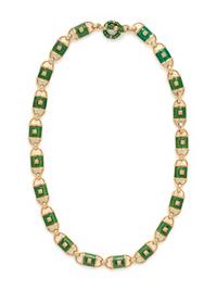 YELLOW GOLD, DIAMOND AND ENAMEL NECKLACE