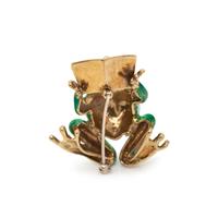 YELLOW GOLD AND POLYCHROME ENAMEL FROG BROOCH