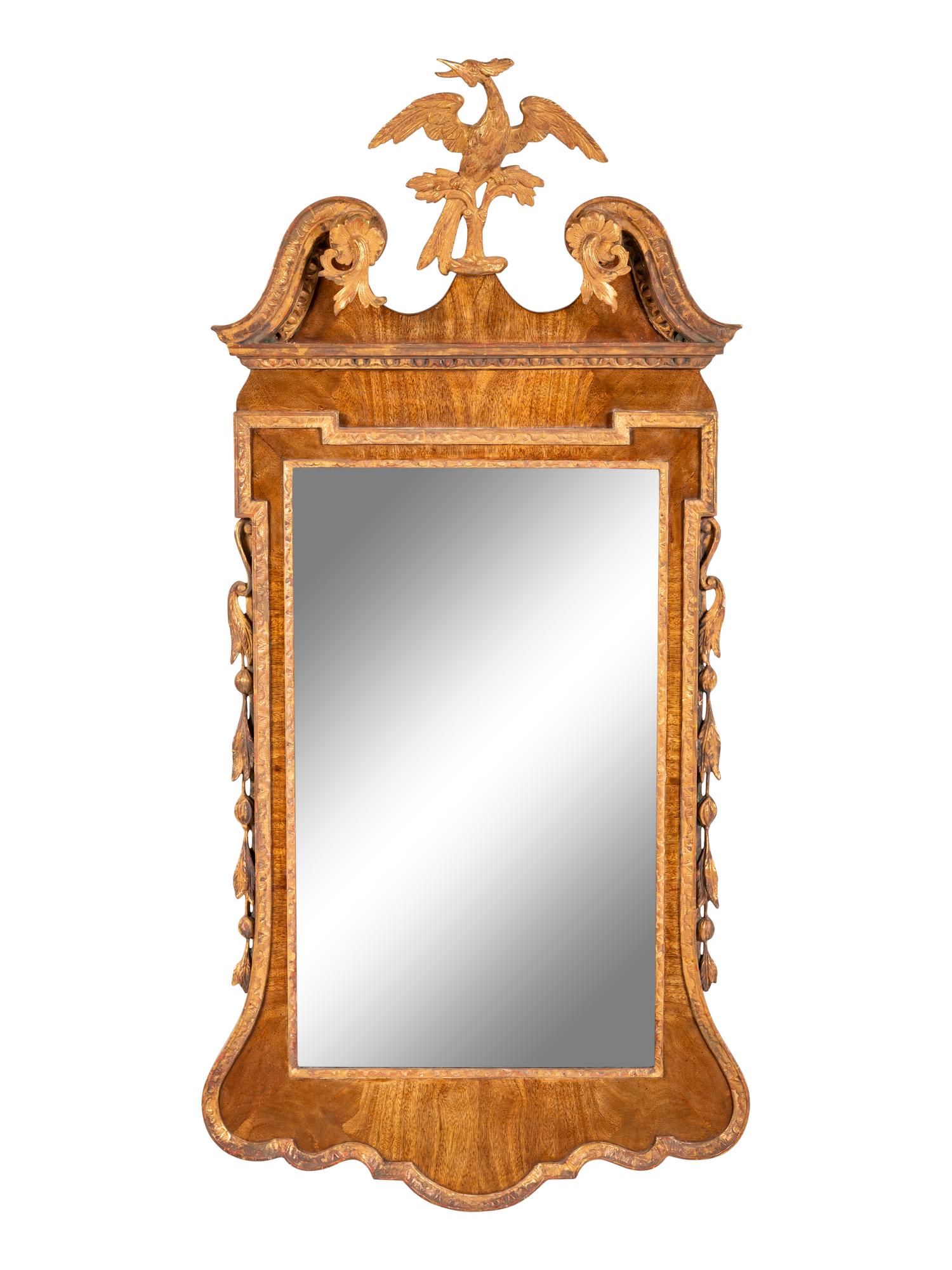 A George II Style Parcel Gilt Walnut Mirror