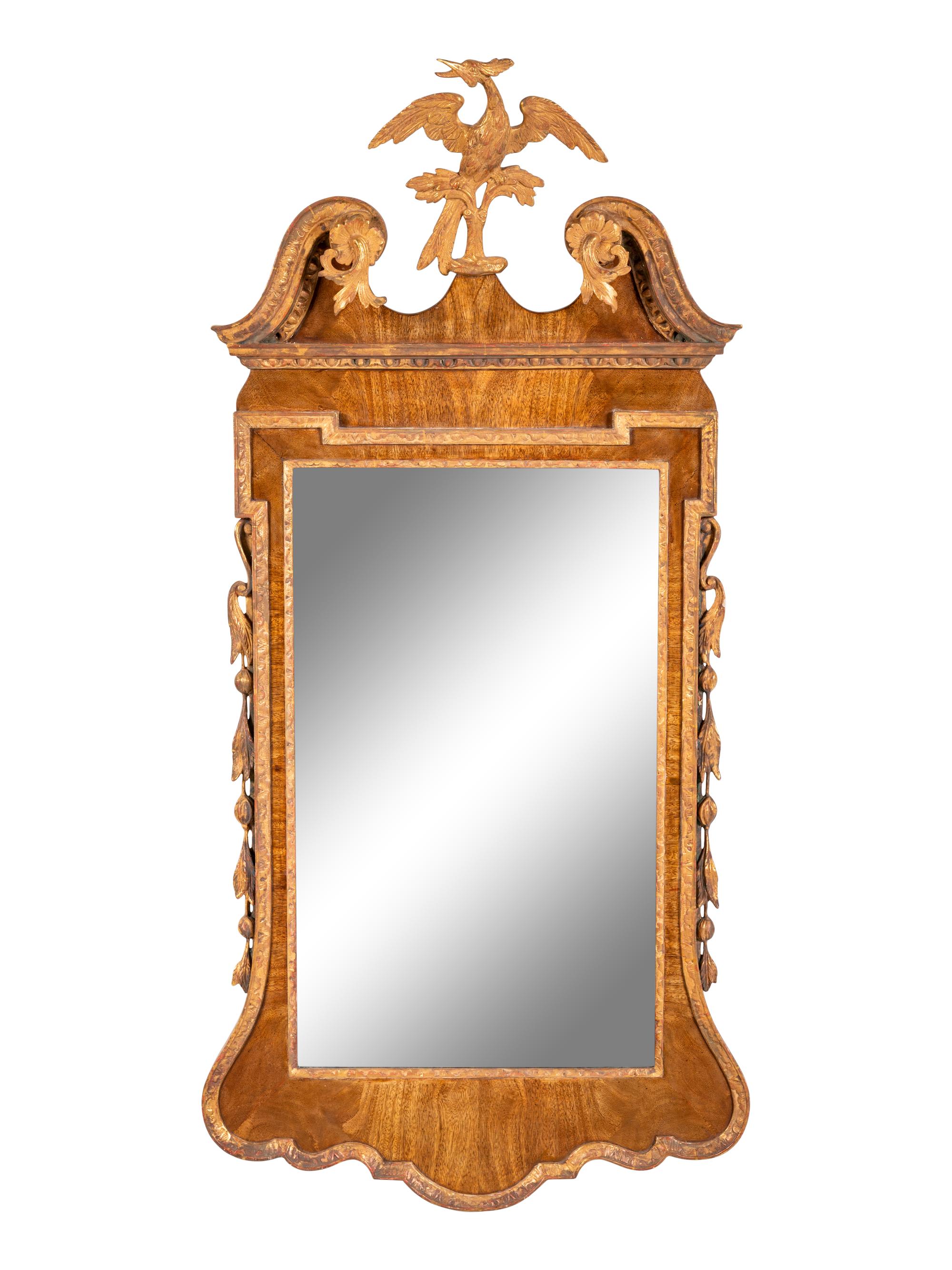 A George II Style Parcel Gilt Walnut Mirror