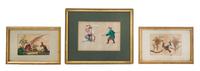 Three Chinese Export Pith Paintings Largest image 5 7/8 x 4 3/4.