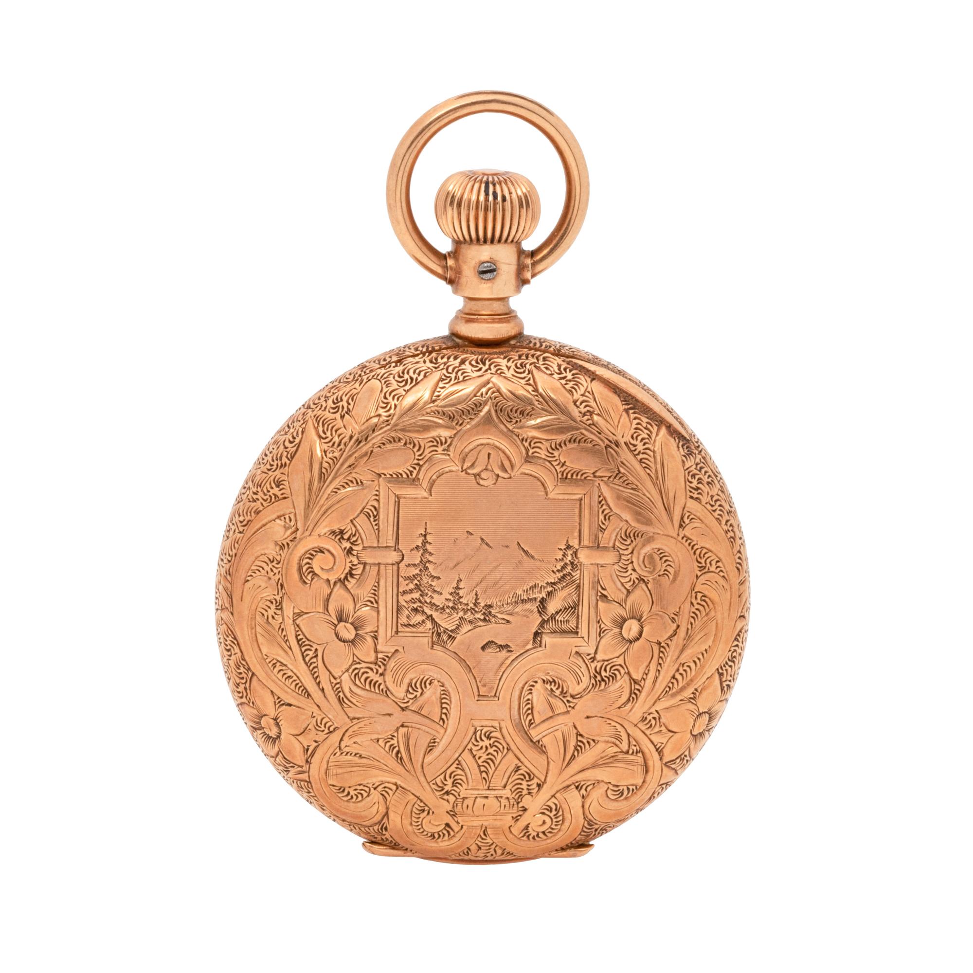 WALTHAM, 14K YELLOW GOLD HUNTER CASE POCKET WATCH
