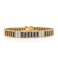Sapphire, Diamond, and Yellow Gold Bracelet