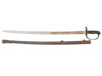 [CIVIL WAR]. Non-regulation Civil War Staff & Field officer's import sword "Peterson 75," based on the British 1854 pattern, with blade emblazoned with the Oregon Territorial Seal.