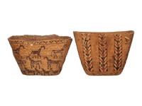 Pair of Salish Imbricated Polychrome Burden Baskets