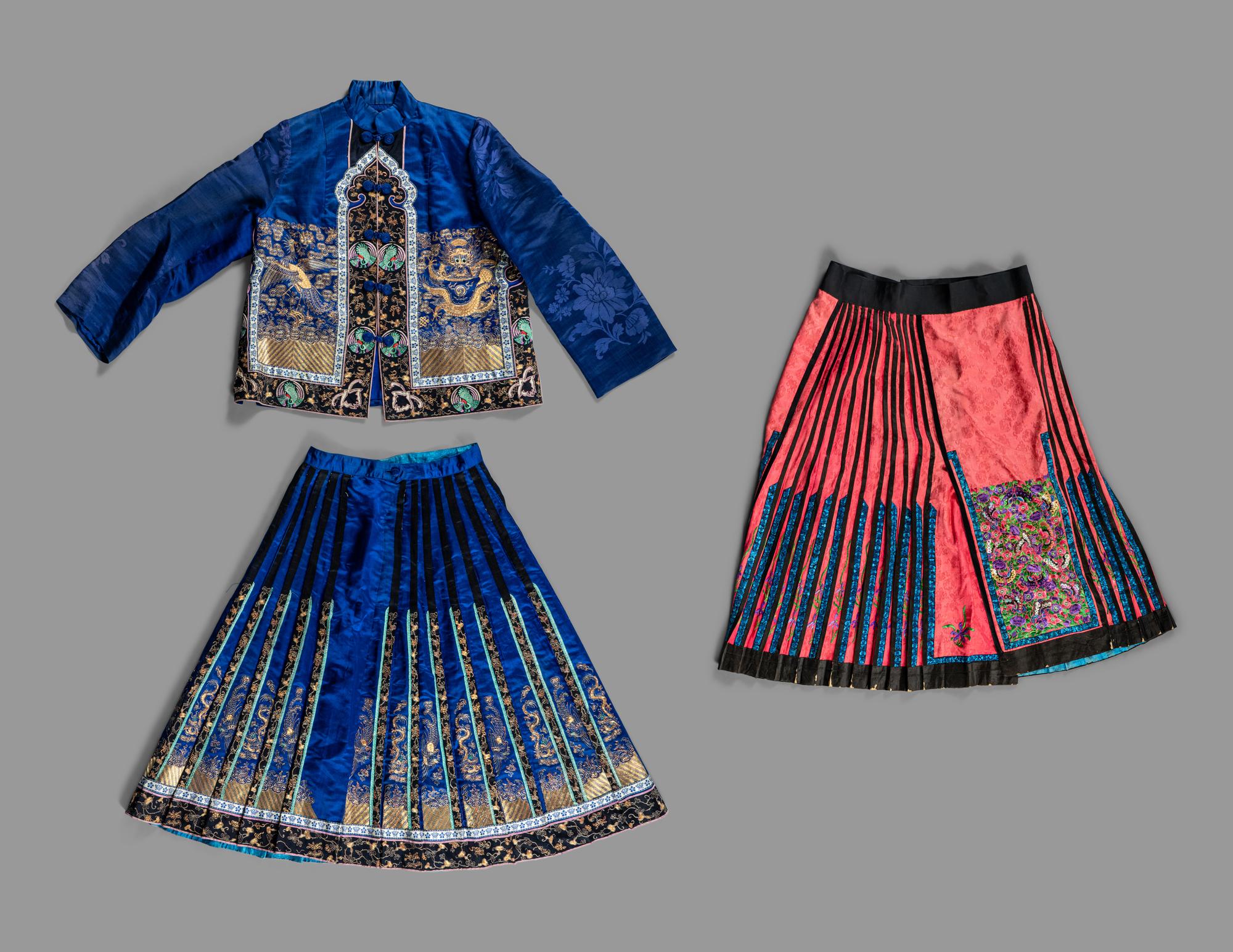 Three Chinese Silk Embroidered Articles