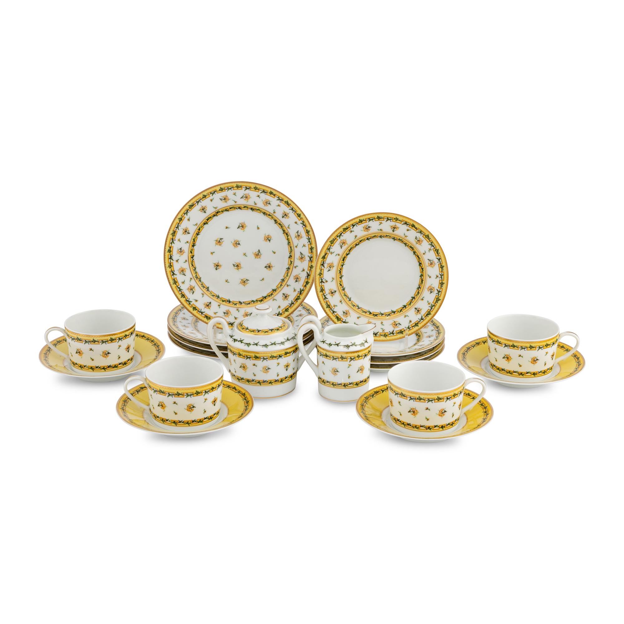 A Raynaud-Limoges Bougainville Porcelain Breakfast Service