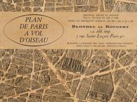 PELTIER, Georges. Plan de Paris a Vol D'oiseau . Paris: Blondel La Rougery, 1959. 48 1/2 x 64 inches. Framed.