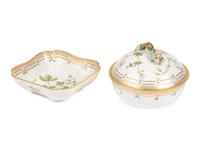 A Royal Copenhagen Flora Danica Porcelain Covered Vegetable Dish and Salad Bowl