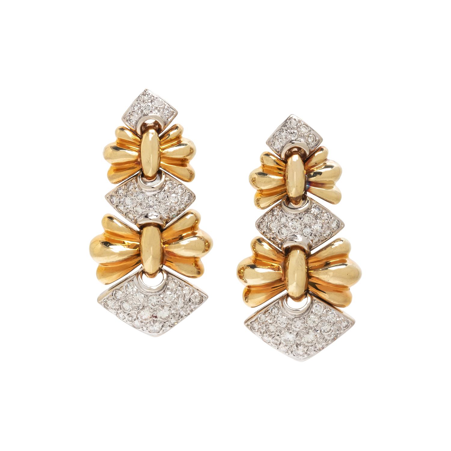 BICOLOR GOLD AND DIAMOND EARRINGS