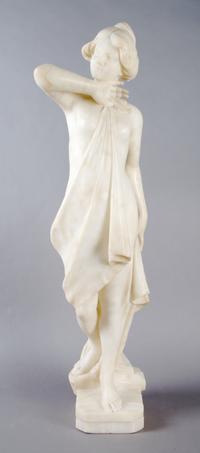 An Italian Marble Sculpture, E. Battiglia, Height 29 1/2 inches.