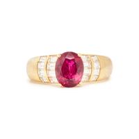 YELLOW GOLD, RUBY, AND DIAMOND RING
