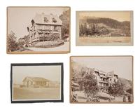 [EARLY PHOTOGRAPHY]. A collection of photographs featuring various building exteriors and interiors.