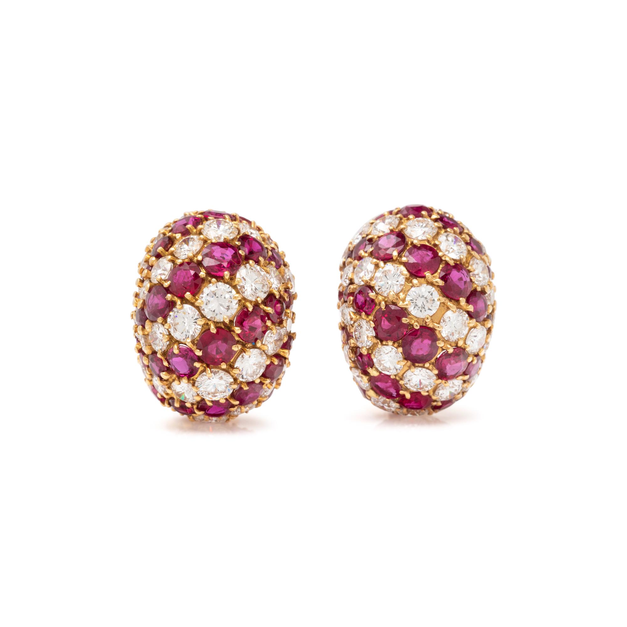 RUBY AND DIAMOND EARCLIPS