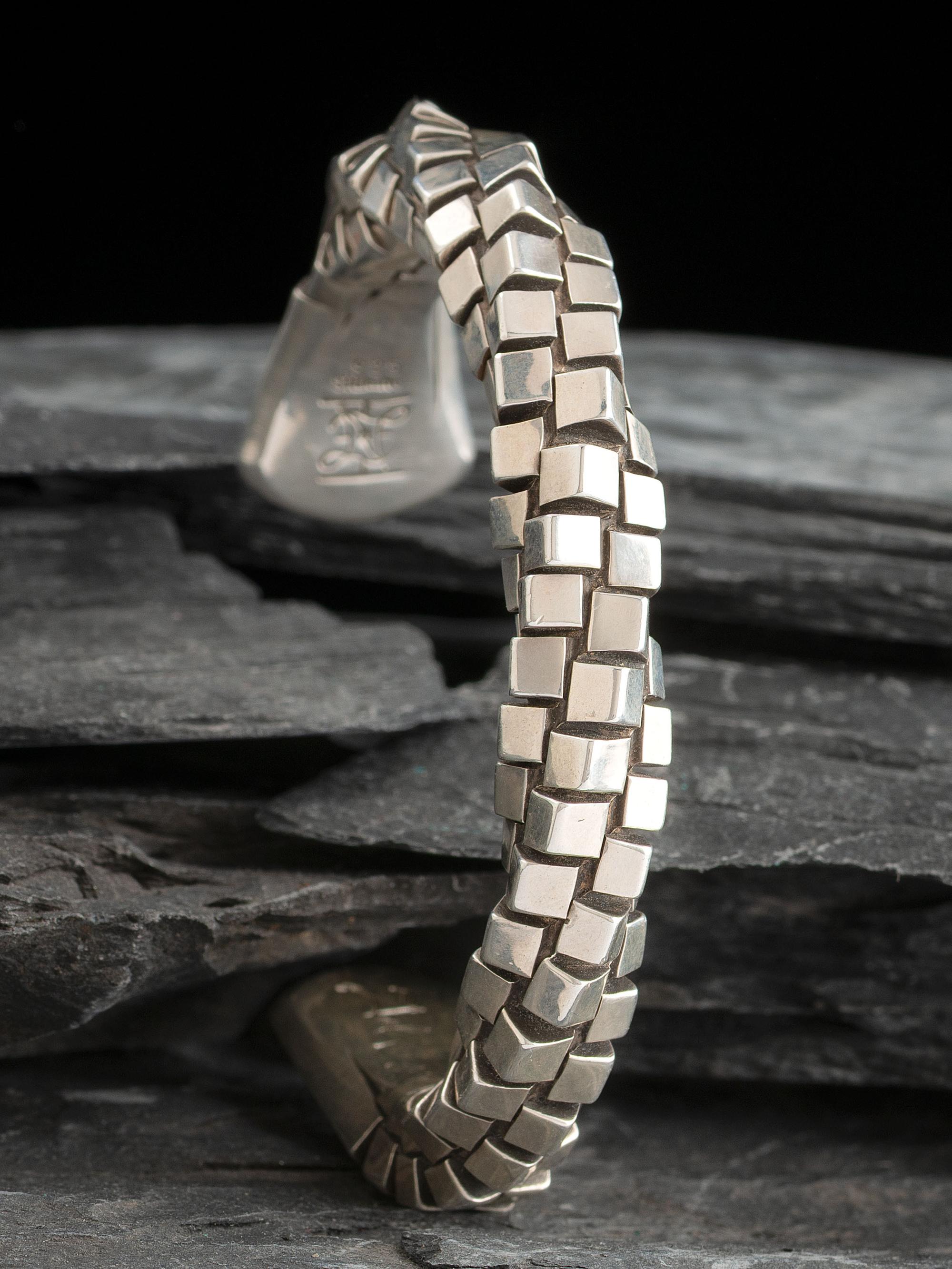Sterling Silver Pixelated Twisted Cuff Bracelet