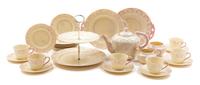 A Belleek Pink Shell Coffee and Dessert Service Width of teapot 10 1/2 inches. — SIXTH GREEN MARK (1965-1980)