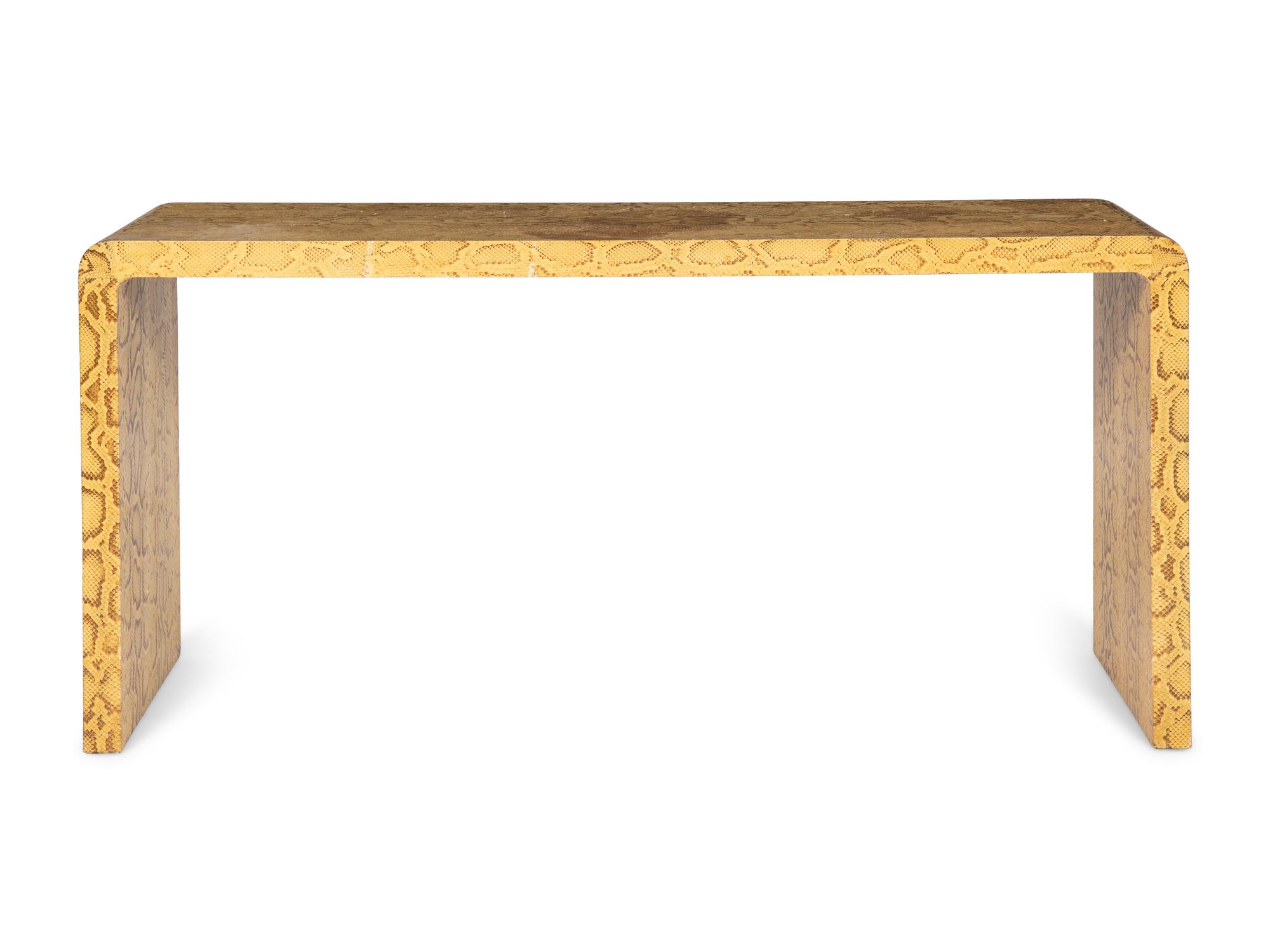 A Karl Springer Python-Veneered Console Table