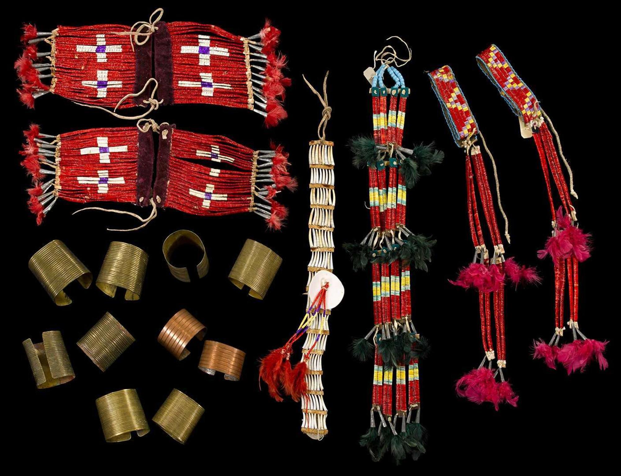 Five pairs of Sioux brass or copper bracelets late 19th/20th century