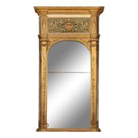 An Italian Neoclassical Carved and Paint-Decorated Giltwood Pier Mirror