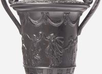 A Wedgwood Diced Black Basalt Vase and Cover, UK, late 19th century