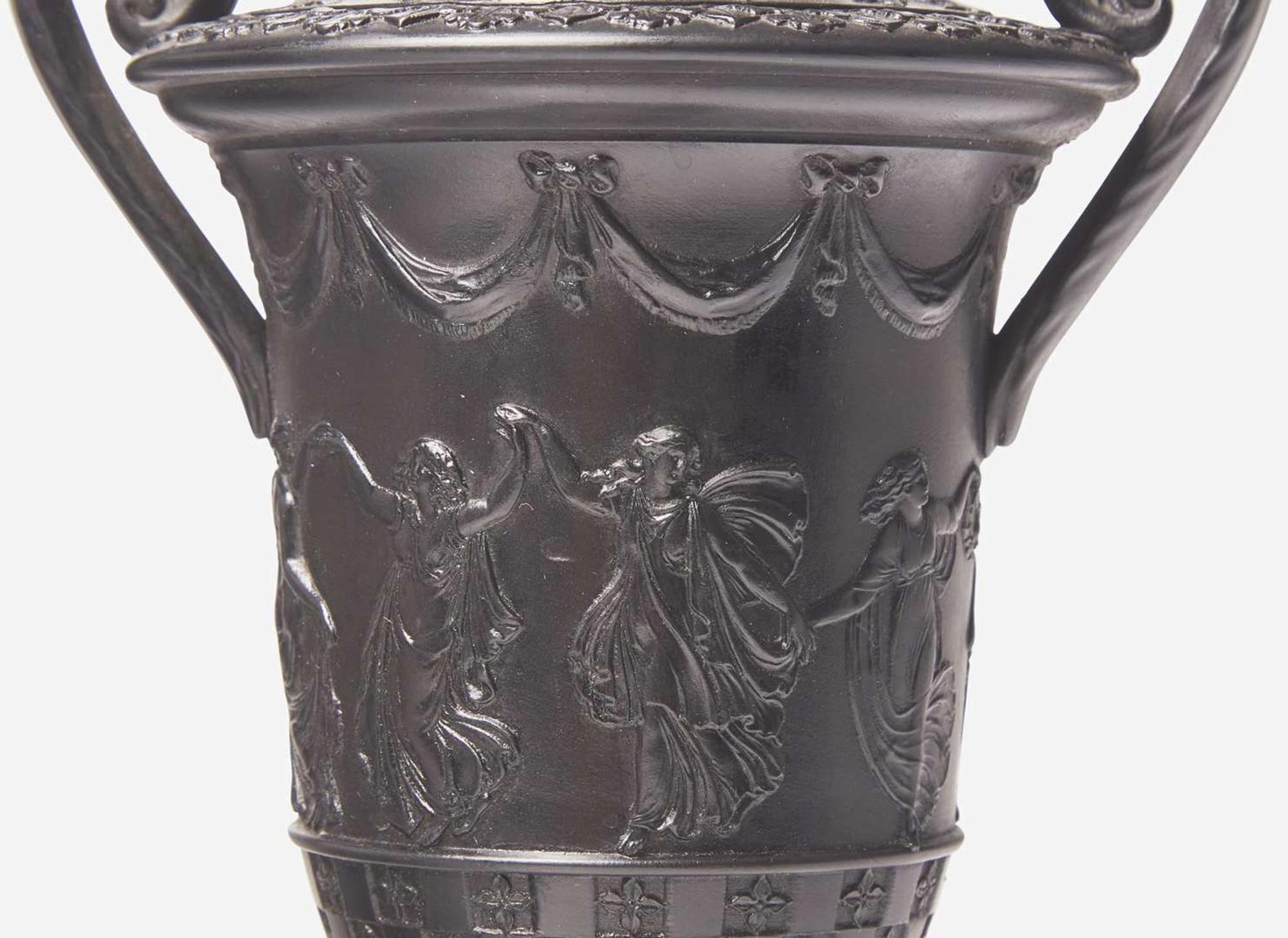 A Wedgwood Diced Black Basalt Vase and Cover, UK, late 19th century