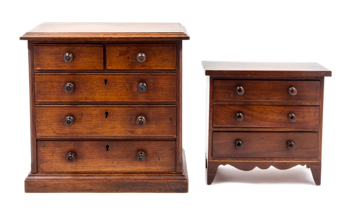 Two Diminutive Chests of Drawers Height of first 12 1/2 inches. — 19TH/20TH CENTURY