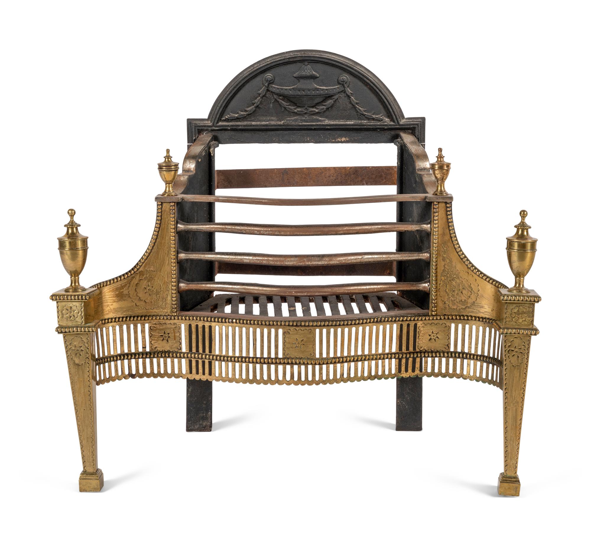 A George III Brass and Steel Firegrate