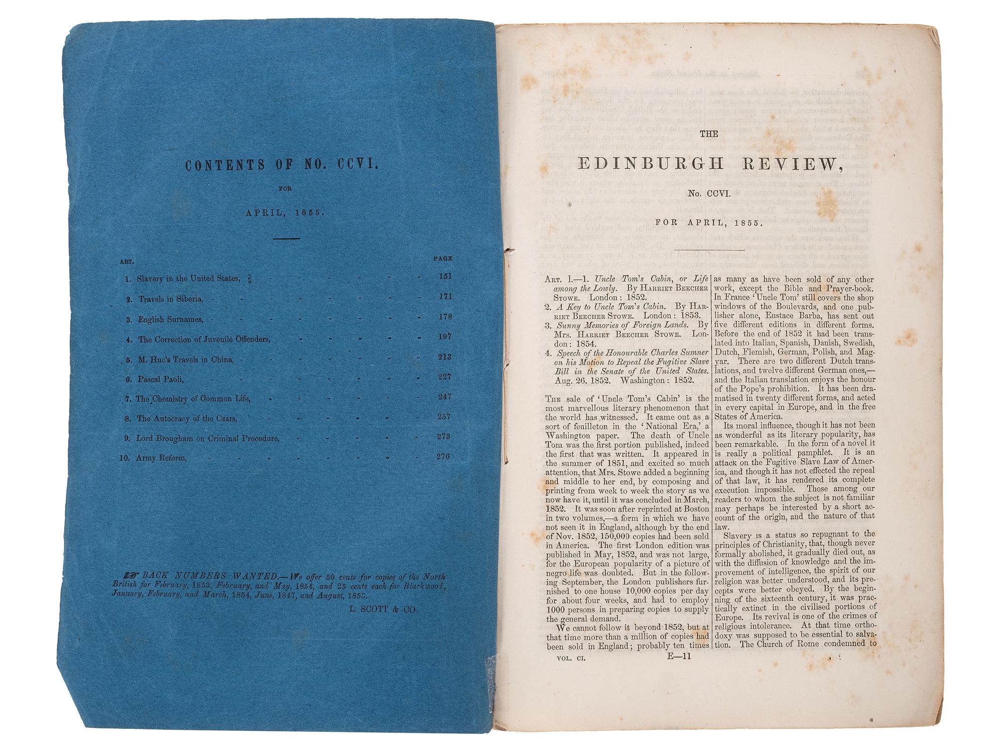 [SLAVERY & ABOLITION]. A group of 3 British pre-Civil War publications related to American slavery, comprising: