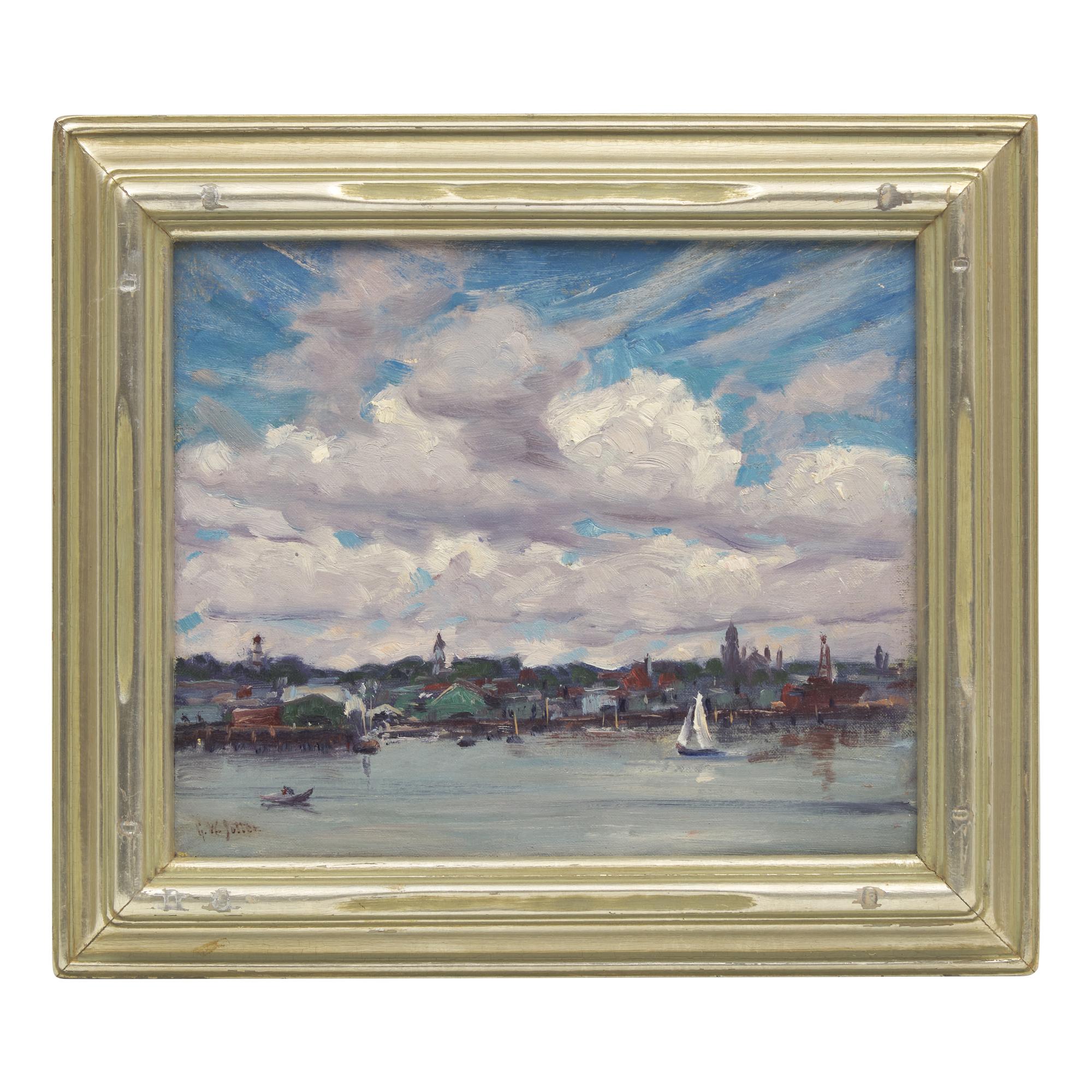 George William Sotter (American, 1879-1953) — Gloucester Harbor with Billowing Clouds