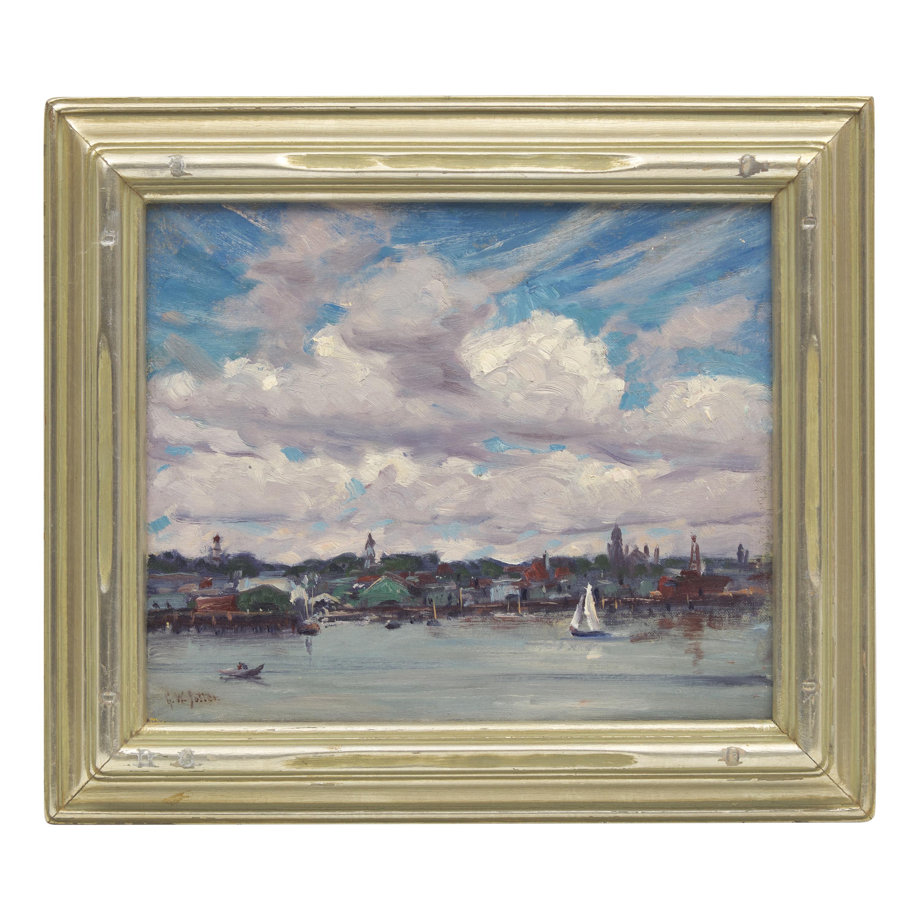 George William Sotter (American, 1879-1953) — Gloucester Harbor with Billowing Clouds