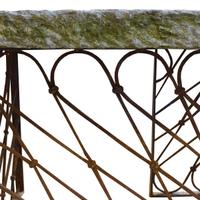 A Stone and Wrought Iron Table 98" W x 47" D x 31.5" H — Italy, 17th Century and Later