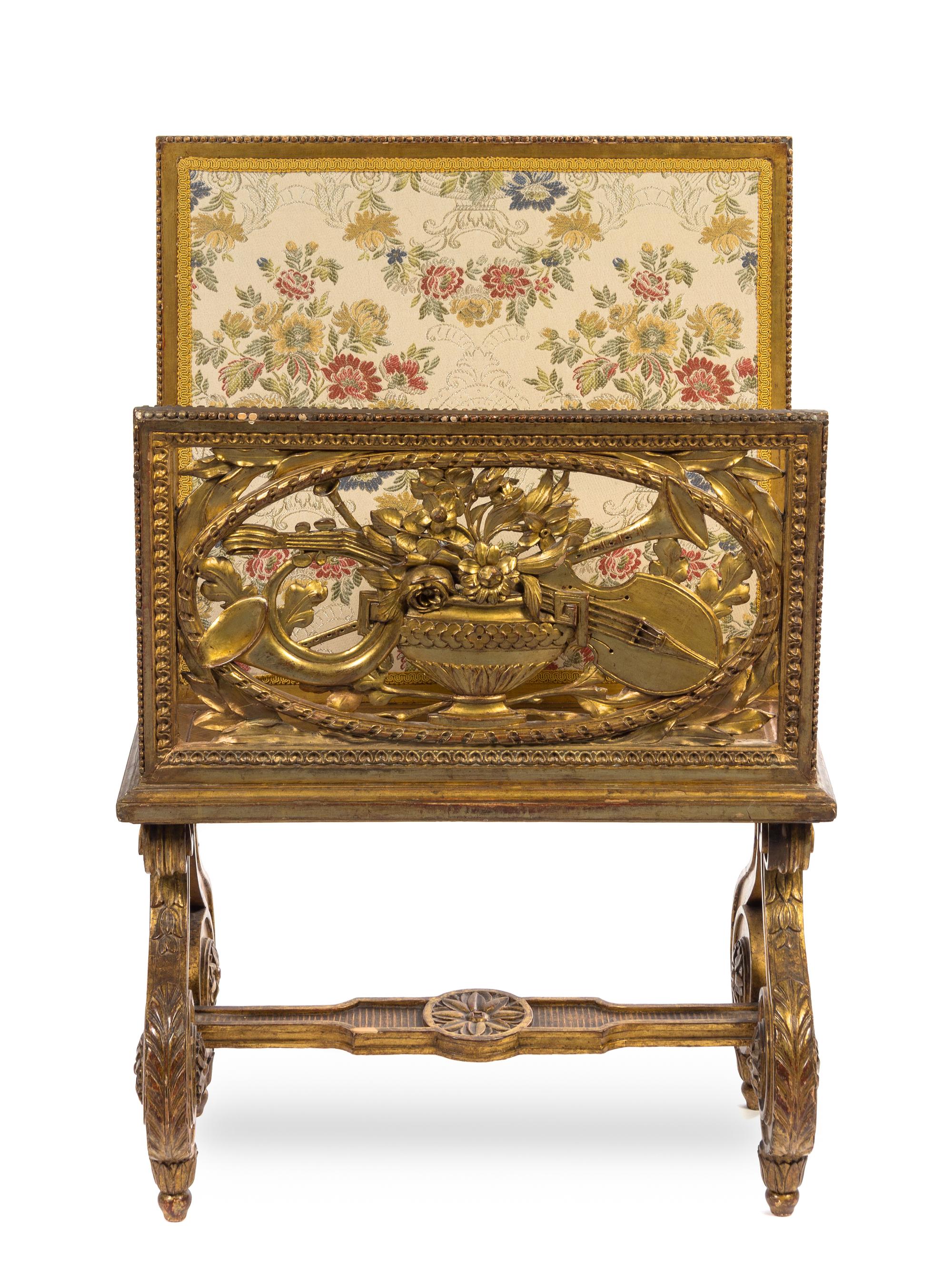 A Louis XVI Style Giltwood Folio Stand Height 39 x width 24 1/2 x depth 15 inches. — FIRST HALF 19TH CENTURY