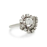 Diamond and White Gold Swirl Ring
