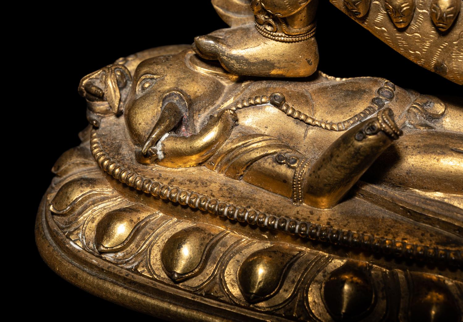 A Sino-Tibetan Gilt Bronze Figure of Mahakala