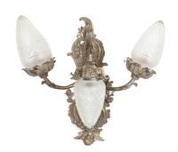A Louis XV Style Gilt Metal Three-Light Sconce Height 14 inches.