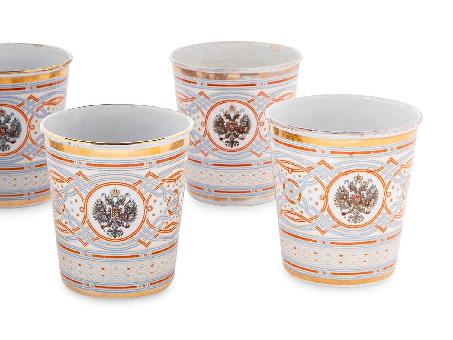 A Set of Six Khodynka Cup of Sorrows Enameled Beakers