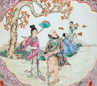 A Chinese Export Enameled Porcelain Garden Seat