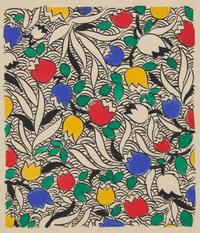A Group of Three French Gouaches of Apparel Textile Designs By Louis Lang DONATED BY CORA GINSBURG, LLC.