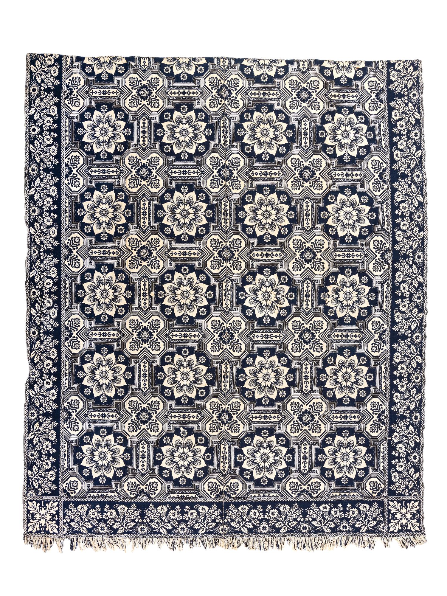 Two Jacquard Coverlets, One by Charles Adolph (American/French, 1815-after 1870)