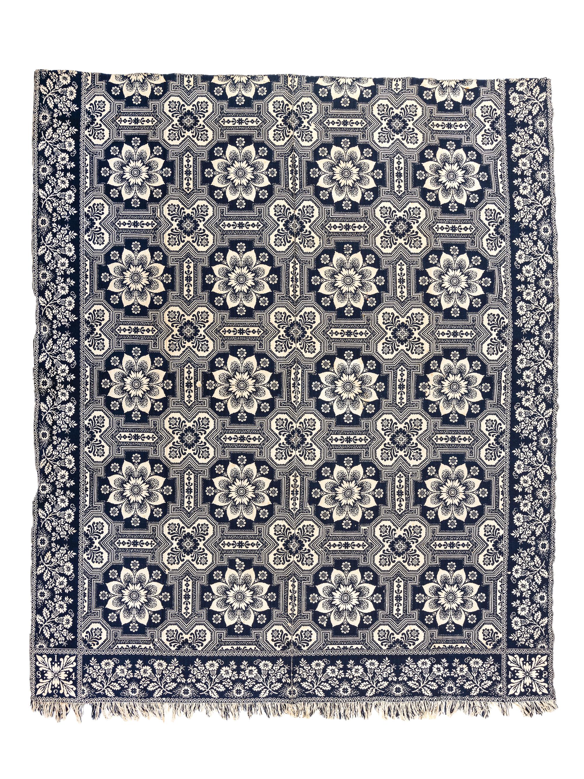Two Jacquard Coverlets, One by Charles Adolph (American/French, 1815-after 1870)