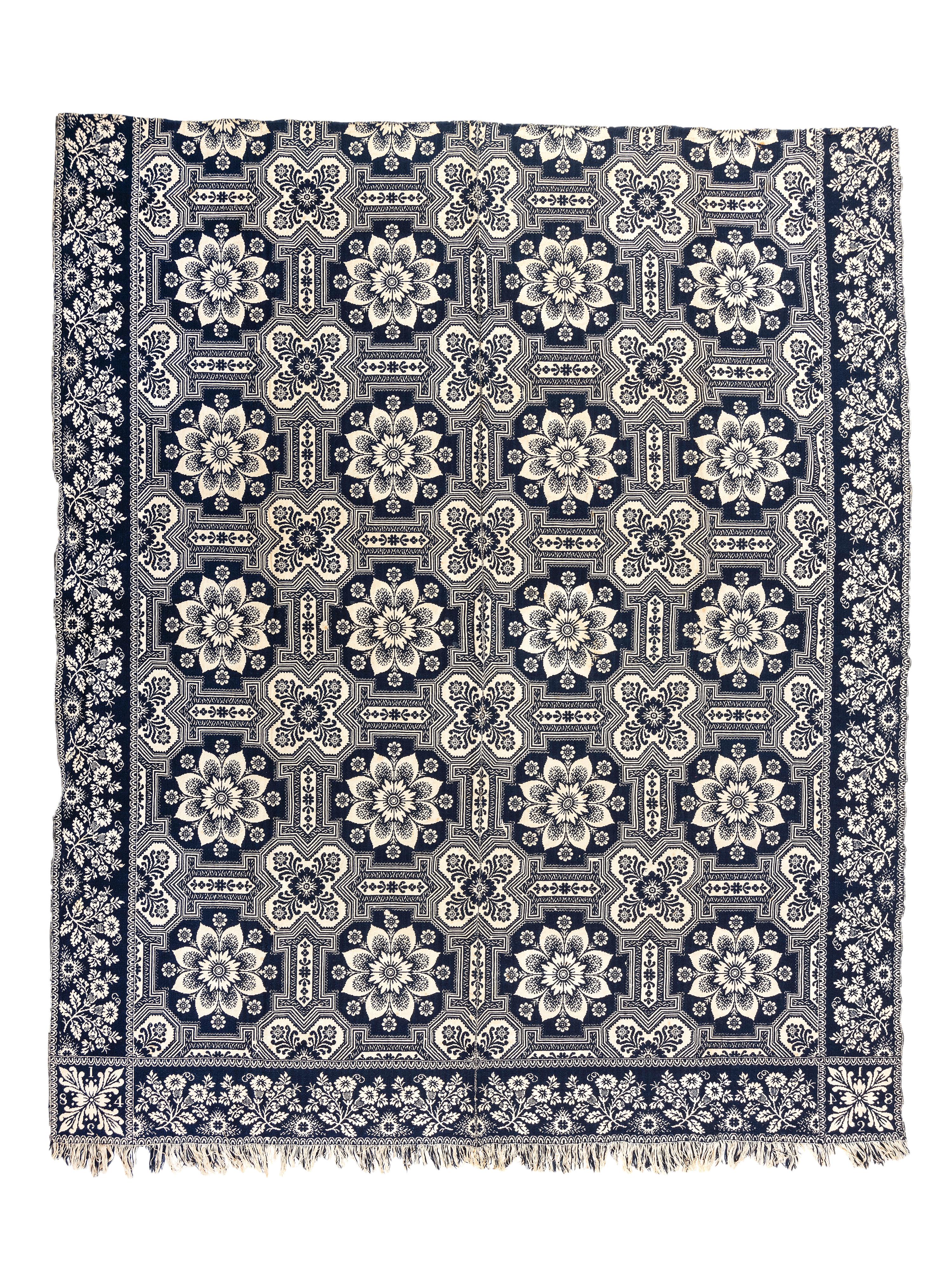 Two Jacquard Coverlets, One by Charles Adolph (American/French, 1815-after 1870)