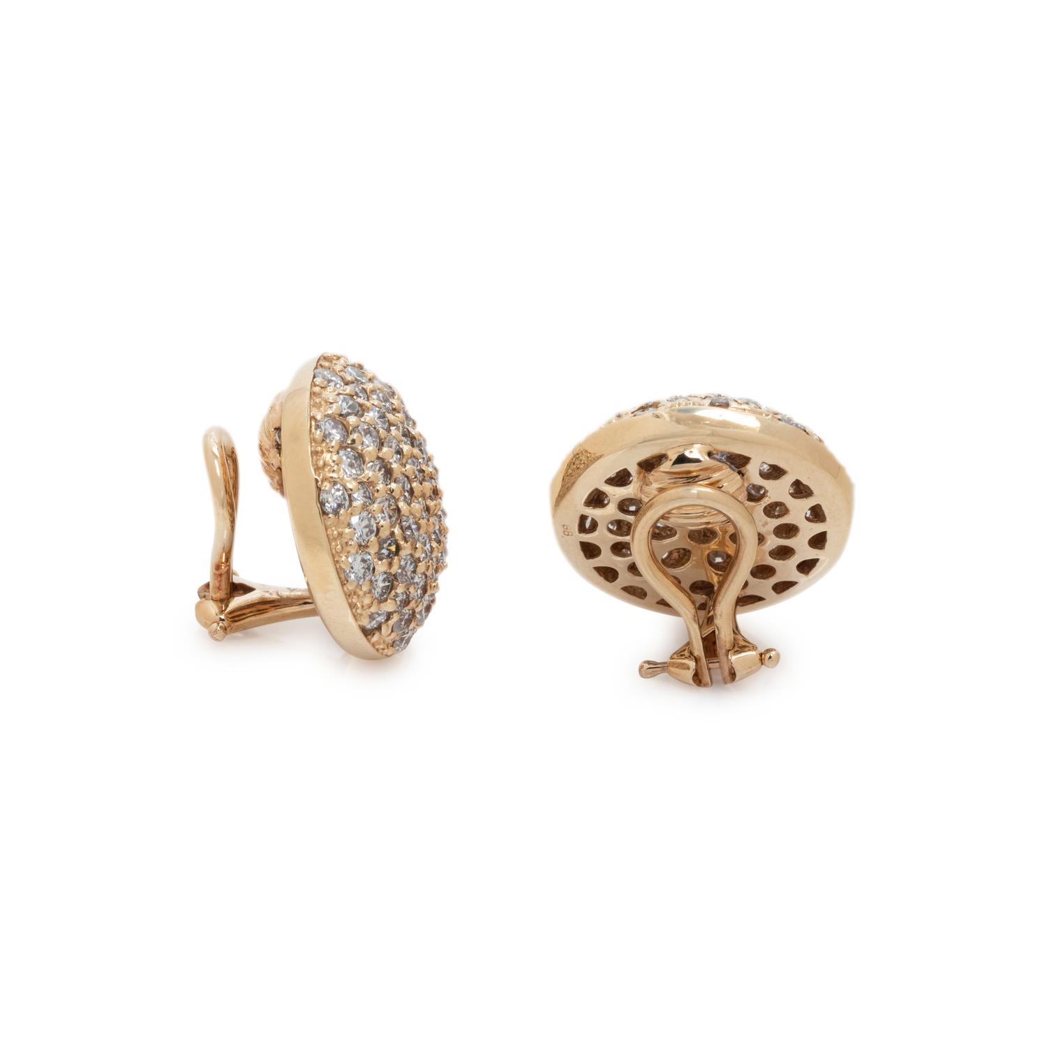 SONIA B., YELLOW GOLD AND DIAMOND EARCLIPS