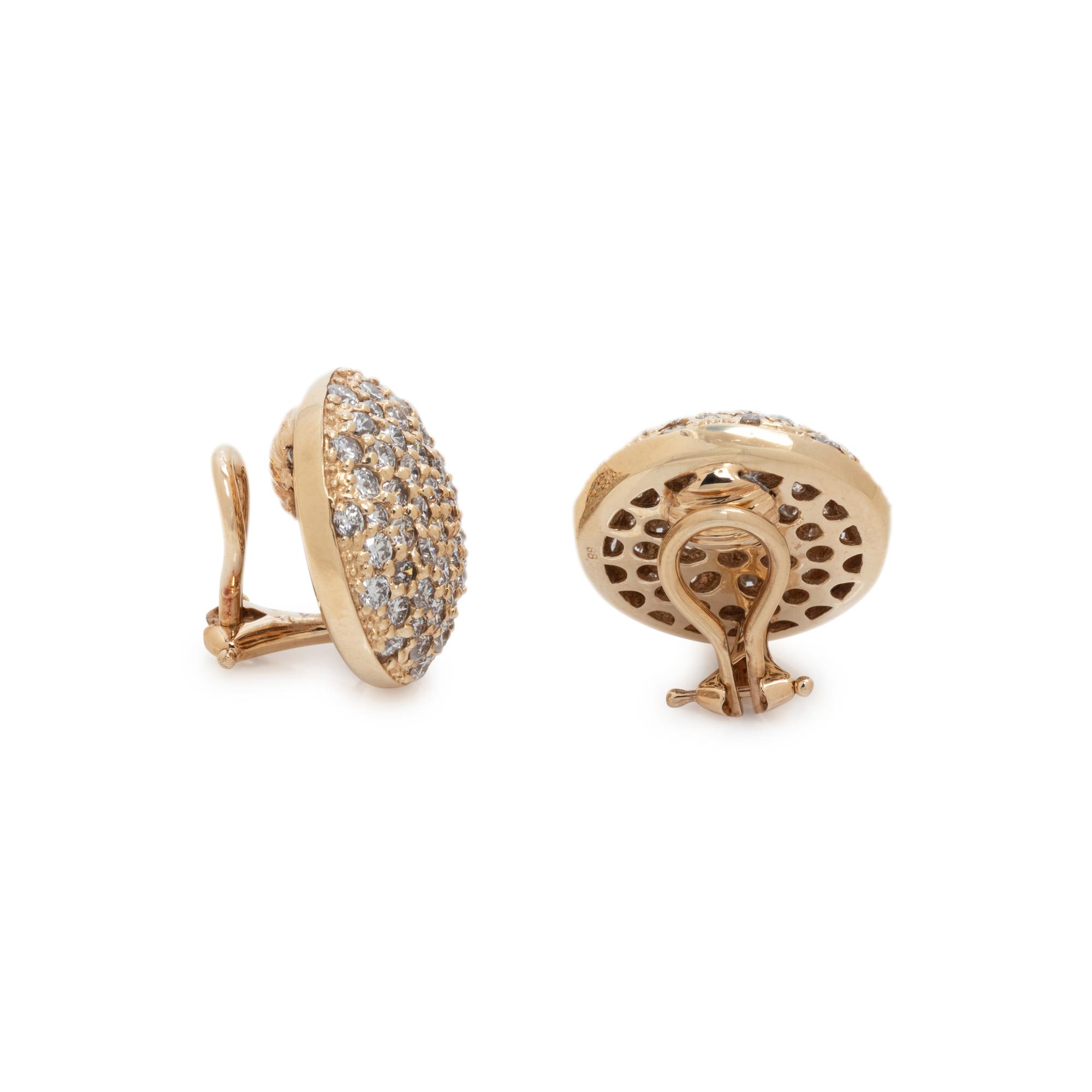 SONIA B., YELLOW GOLD AND DIAMOND EARCLIPS