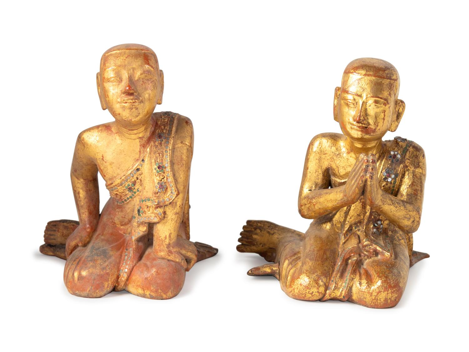 Two Burmese Gilt Lacquer Figures