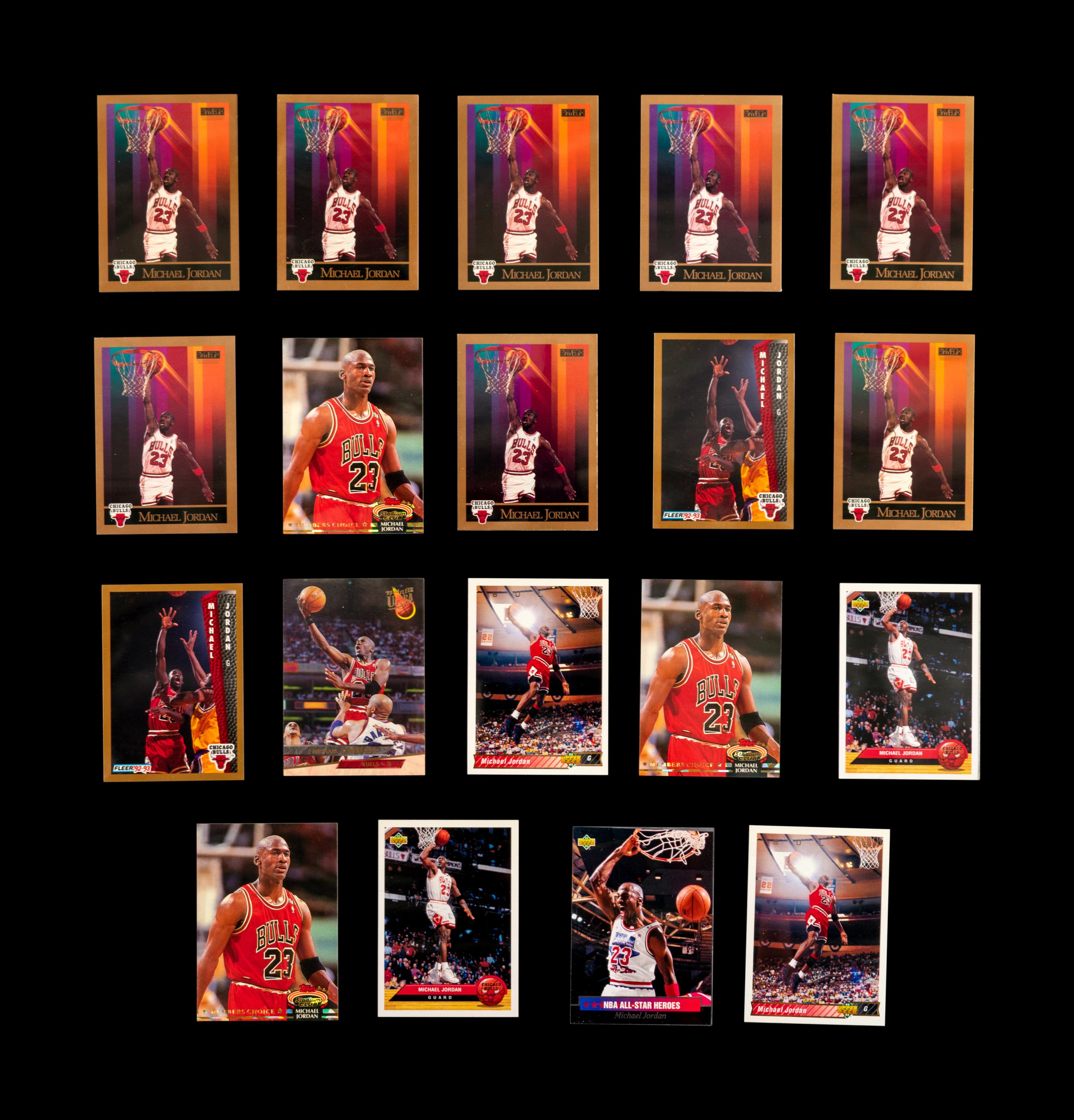 A Group of 54 1990s Michael Jordan Basketball and Baseball Cards,