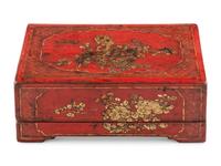 A Chinese Export Lacquered and Parcel-Gilt Table Casket