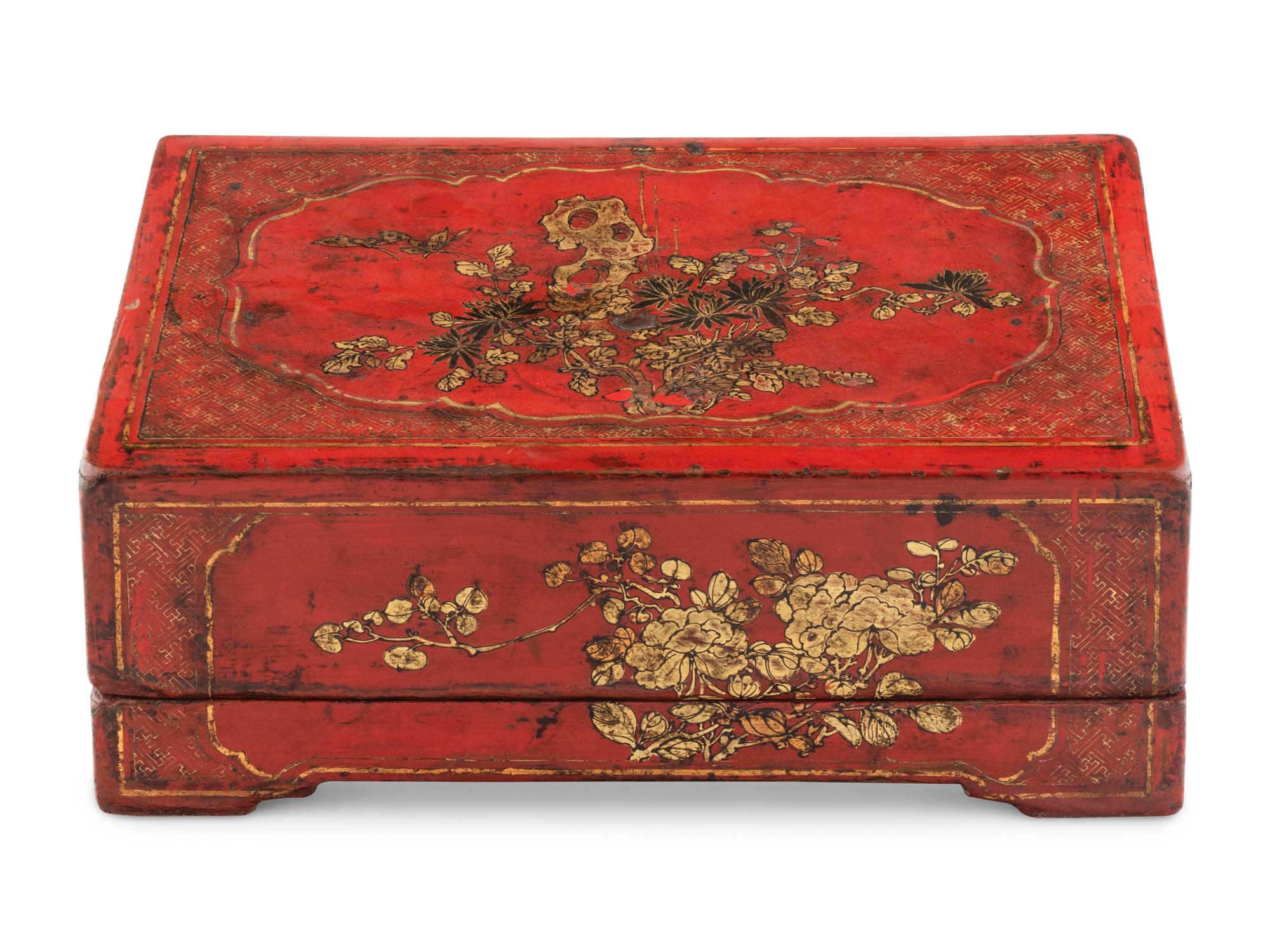 A Chinese Export Lacquered and Parcel-Gilt Table Casket